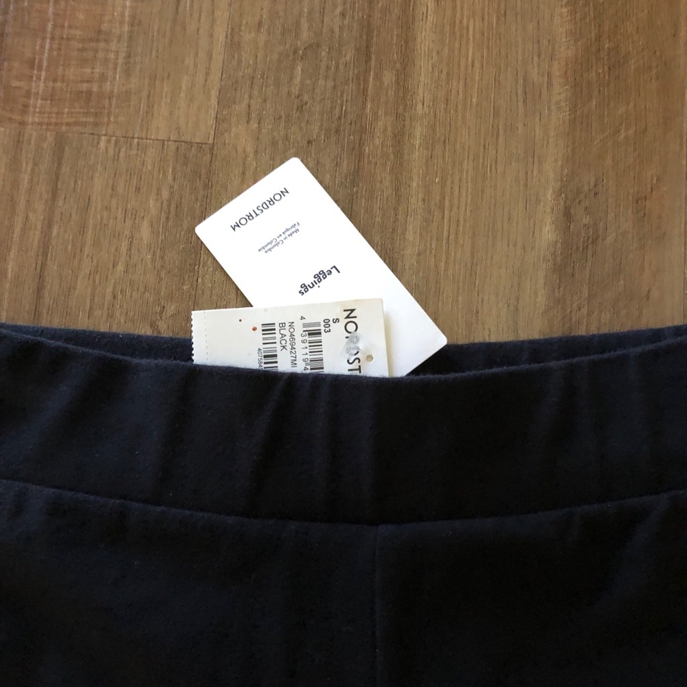 Nordstrom Stretch Cotton Leggings BLK/SM - Picture 3 of 5